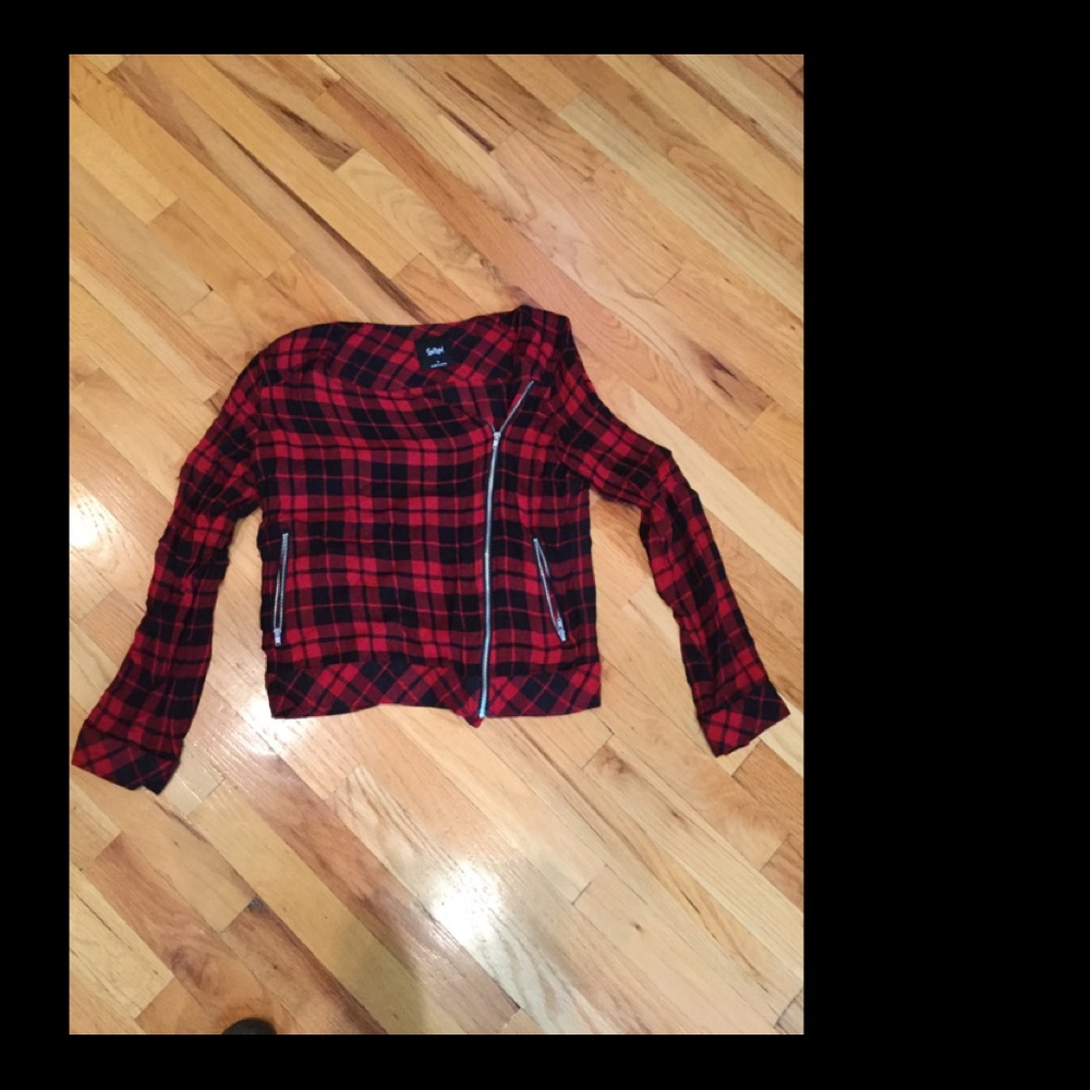 Plaid zipper crop top